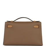 Hermes Special Order (HSS) Kelly Pochette Beige De Weimar and Biscuit Swift Permabrass Hardware - Thumbnail View 4