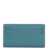 Hermes Kelly Wallet To Go Blue Jean Epsom Gold Hardware
