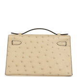 Hermes Kelly Pochette Parchemin Ostrich Palladium Hardware