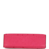 Hermes Kelly Pochette Rose Tyrien Ostrich Palladium Hardware