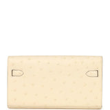 Hermes Kelly Wallet To Go Gris Nata Ostrich Palladium Hardware - Thumbnail View 3