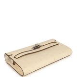 Hermes Kelly Wallet To Go Gris Nata Ostrich Palladium Hardware - Thumbnail View 6