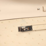 Hermes Kelly Wallet To Go Gris Nata Ostrich Palladium Hardware - Thumbnail View 7
