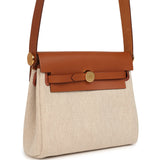 Hermes Herbag Zip 20 Mini Ecru and Beige Toile H Canvas and Fauve Vache Hunter Gold Hardware - Thumbnail View 2