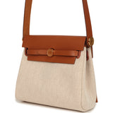 Hermes Herbag Zip 20 Mini Ecru and Beige Toile H Canvas and Fauve Vache Hunter Gold Hardware - Thumbnail View 5