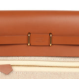 Hermes Herbag Zip 20 Mini Ecru and Beige Toile H Canvas and Fauve Vache Hunter Gold Hardware - Thumbnail View 9