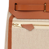Hermes Herbag Zip 20 Mini Ecru and Beige Toile H Canvas and Fauve Vache Hunter Gold Hardware - Thumbnail View 10