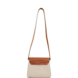 Hermes Herbag Zip 20 Mini Ecru and Beige Toile H Canvas and Fauve Vache Hunter Gold Hardware - Thumbnail View 7