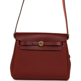 Hermes Herbag Zip 20 Mini Rouge H Toile Militaire Canvas and Vache Hunter Gold Hardware - Thumbnail View 1