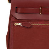 Hermes Herbag Zip 20 Mini Rouge H Toile Militaire Canvas and Vache Hunter Gold Hardware - Thumbnail View 9