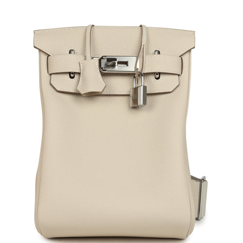 Hermes HAC A Dos PM Backpack Craie Togo Palladium Hardware