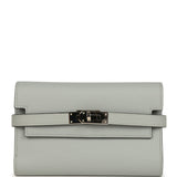 Pre-owned Hermes Medium Fold-Out Kelly Wallet Bleu Glacier Epsom Palladium Hardware