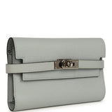 Pre-owned Hermes Medium Fold-Out Kelly Wallet Bleu Glacier Epsom Palladium Hardware