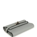 Pre-owned Hermes Medium Fold-Out Kelly Wallet Bleu Glacier Epsom Palladium Hardware