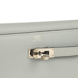 Pre-owned Hermes Medium Fold-Out Kelly Wallet Bleu Glacier Epsom Palladium Hardware