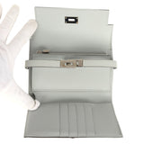 Pre-owned Hermes Medium Fold-Out Kelly Wallet Bleu Glacier Epsom Palladium Hardware