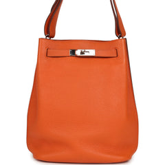 Pre-owned Hermes So Kelly 22 Orange Togo Palladium Hardware