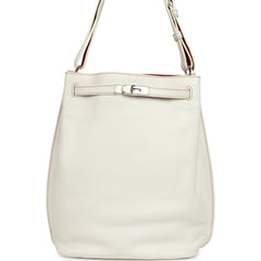 Pre-owned Hermes So Kelly 26 White Verso Clemence Palladium Hardware