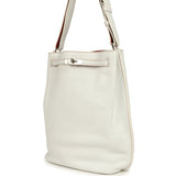 Pre-owned Hermes So Kelly 26 White Verso Clemence Palladium Hardware - Thumbnail View 5
