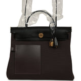 Hermes Herbag Zip Pocket PM 31 Ebene Militaire Canvas and Black Vache Hunter Gold Hardware - Thumbnail View 1