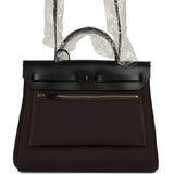 Hermes Herbag Zip Pocket PM 31 Ebene Militaire Canvas and Black Vache Hunter Gold Hardware - Thumbnail View 4