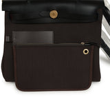 Hermes Herbag Zip Pocket PM 31 Ebene Militaire Canvas and Black Vache Hunter Gold Hardware - Thumbnail View 10