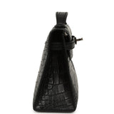 Hermes Kelly Pochette Black Matte Alligator Palladium Hardware - Thumbnail View 3