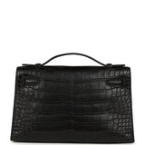 Hermes Kelly Pochette Black Matte Alligator Palladium Hardware - Thumbnail View 4