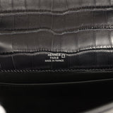 Hermes Kelly Pochette Black Matte Alligator Palladium Hardware - Thumbnail View 7