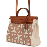 Hermes Special Order (HSS) Herbag Zip PM 31 "Circuit 24" Fauve and Ecru Toile H Canvas and Fauve Hunter Lacquered Palladium Hardware - Thumbnail View 5
