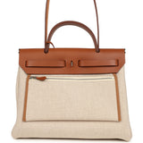 Hermes Special Order (HSS) Herbag Zip PM 31 "Circuit 24" Fauve and Ecru Toile H Canvas and Fauve Hunter Lacquered Palladium Hardware - Thumbnail View 6