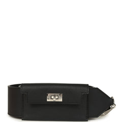 Hermes Kelly Pocket Bag Strap 105CM Black Swift and Epsom Palladium Hardware