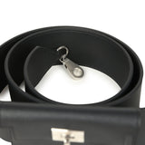Hermes Kelly Pocket Bag Strap 105CM Black Swift and Epsom Palladium Hardware - Thumbnail View 5