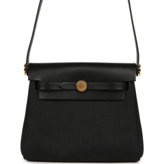 Hermes Herbag Zip 20 Mini Black Toile Militaire Canvas and Black Vache Hunter Gold Hardware