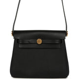 Hermes Herbag Zip 20 Mini Black Toile Militaire Canvas and Black Vache Hunter Gold Hardware - Thumbnail View 1