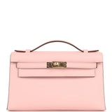 Hermes Special Order (HSS) Kelly Pochette Rose Sakura Verso Swift Permabrass Hardware