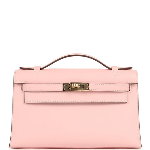 Hermes Special Order (HSS) Kelly Pochette Rose Sakura Verso Swift Permabrass Hardware
