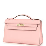Hermes Special Order (HSS) Kelly Pochette Rose Sakura Verso Swift Permabrass Hardware