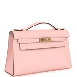 Hermes Special Order (HSS) Kelly Pochette Rose Sakura Verso Swift Permabrass Hardware