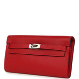 Hermes Kelly Wallet To Go Rouge Casaque Epsom Palladium Hardware - Thumbnail View 5