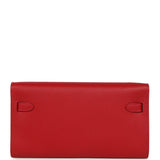 Hermes Kelly Wallet To Go Rouge Casaque Epsom Palladium Hardware - Thumbnail View 3