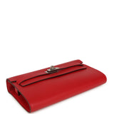 Hermes Kelly Wallet To Go Rouge Casaque Epsom Palladium Hardware - Thumbnail View 6