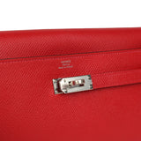 Hermes Kelly Wallet To Go Rouge Casaque Epsom Palladium Hardware - Thumbnail View 7