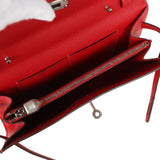 Hermes Kelly Wallet To Go Rouge Casaque Epsom Palladium Hardware - Thumbnail View 8