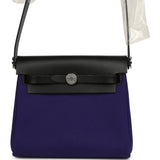 Hermes Herbag Zip 20 Mini Purple Toile Militaire Canvas and Black Vache Hunter Palladium Hardware - Thumbnail View 1
