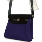 Hermes Herbag Zip 20 Mini Purple Toile Militaire Canvas and Black Vache Hunter Palladium Hardware - Thumbnail View 5