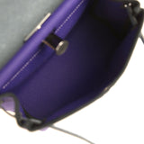 Hermes Herbag Zip 20 Mini Purple Toile Militaire Canvas and Black Vache Hunter Palladium Hardware - Thumbnail View 10