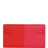 Hermes Kelly Wallet To Go Casaque Rouge De Coeur, Rose Extreme and Bleu Zanzibar Epsom Palladium Hardware - Thumbnail View 3