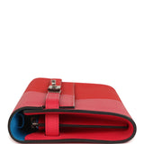 Hermes Kelly Wallet To Go Casaque Rouge De Coeur, Rose Extreme and Bleu Zanzibar Epsom Palladium Hardware - Thumbnail View 4