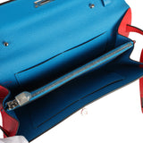 Hermes Kelly Wallet To Go Casaque Rouge De Coeur, Rose Extreme and Bleu Zanzibar Epsom Palladium Hardware - Thumbnail View 7